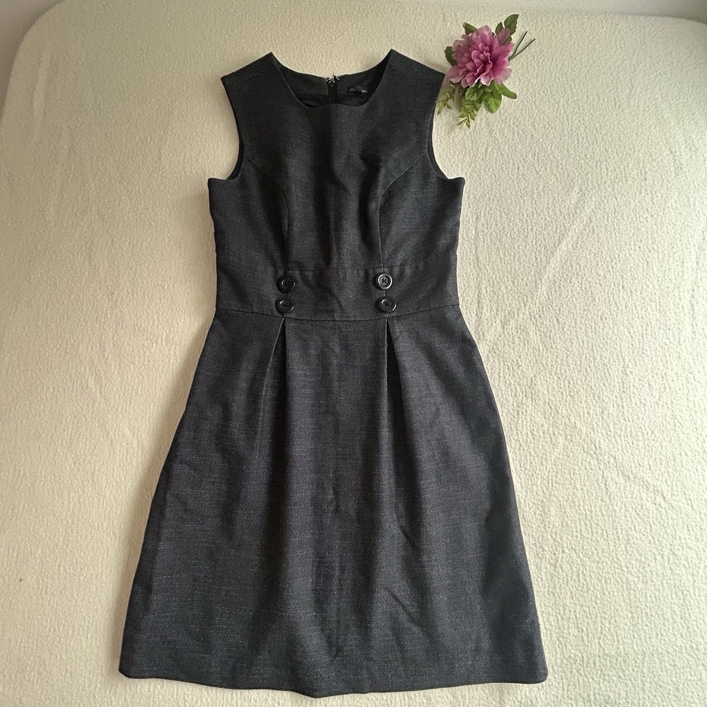 Maurices Sheath Pinafore Dress Size 3/4 Charcoal Gray Sleeveless Button Accent